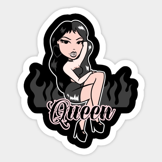 Queen Girl Doll Light Black Sticker by Just In Tee Shirts